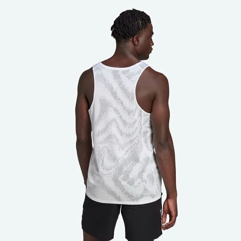 adidas Mens Fast Graphic Running Vest Tank Top