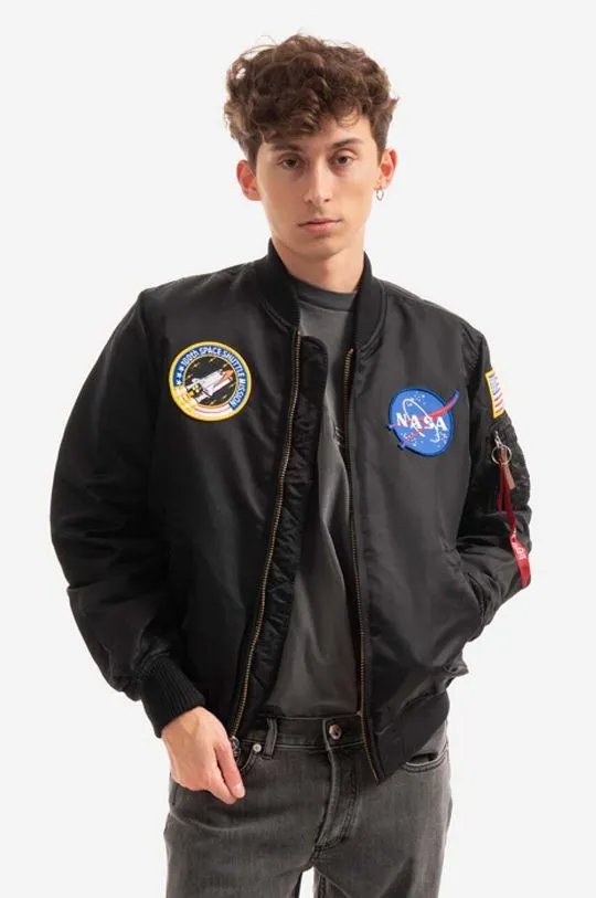 Alpha Industries bomber jacket MA-1 VF NASA men's black color 166107.03