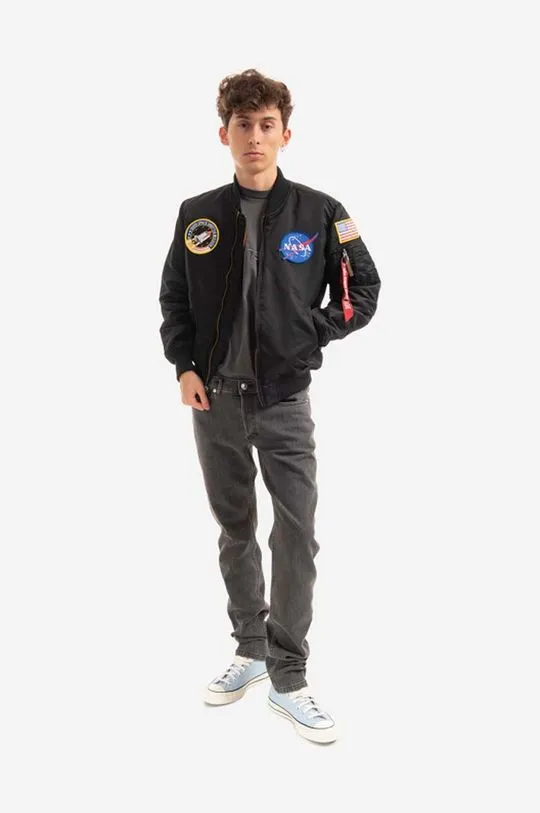 Alpha Industries bomber jacket MA-1 VF NASA men's black color 166107.03