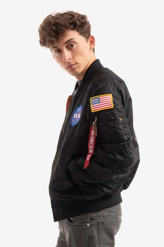 Alpha Industries bomber jacket MA-1 VF NASA men's black color 166107.03