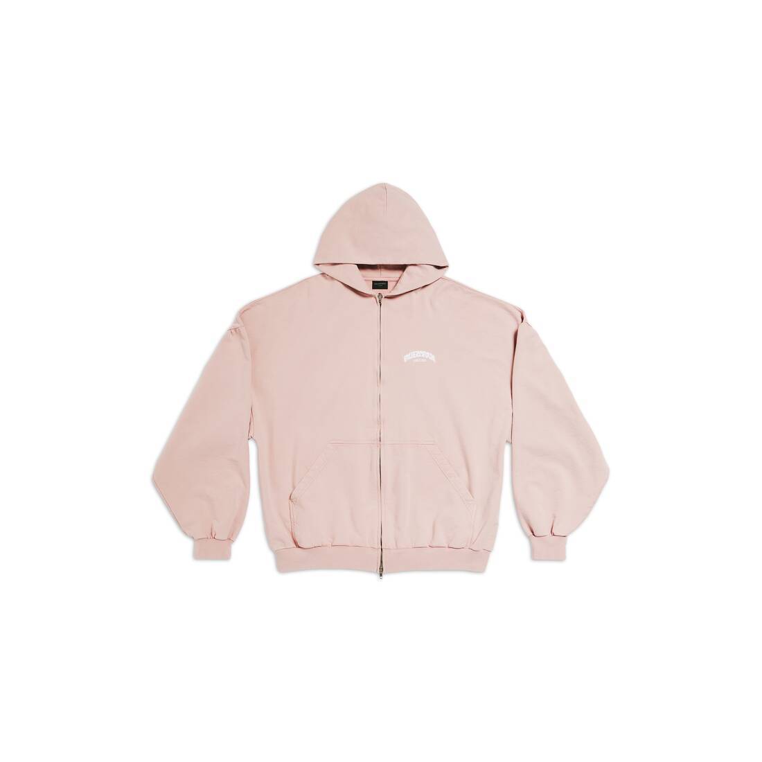 BALENCIAGA  |Back Flip Round Zip-up Hoodie Oversized in Light Pink