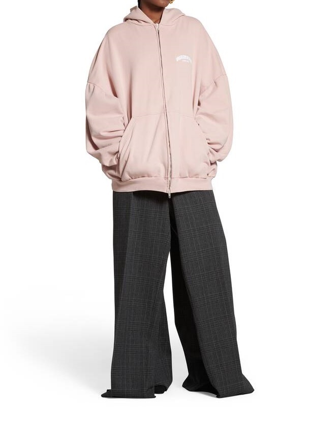 BALENCIAGA  |Back Flip Round Zip-up Hoodie Oversized in Light Pink