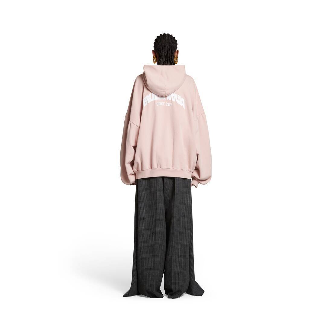 BALENCIAGA  |Back Flip Round Zip-up Hoodie Oversized in Light Pink