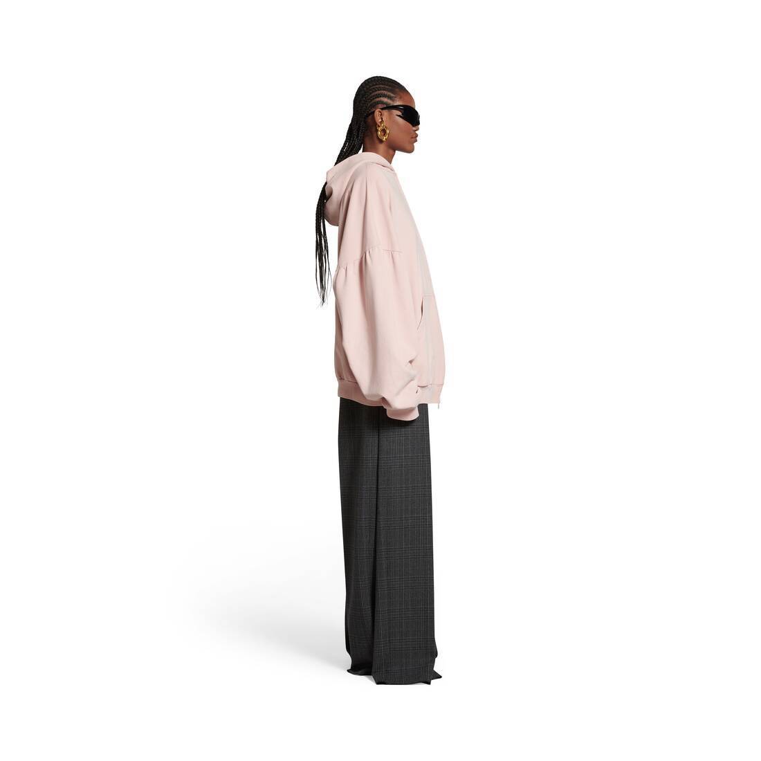 BALENCIAGA  |Back Flip Round Zip-up Hoodie Oversized in Light Pink