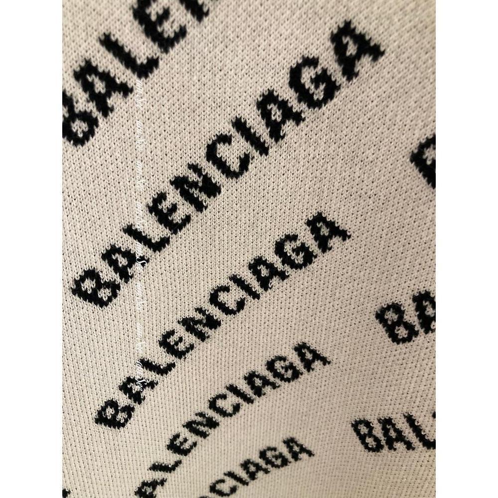 BALENCIAGA  |Men's Mini Allover Logo Sweater in Dark Beige