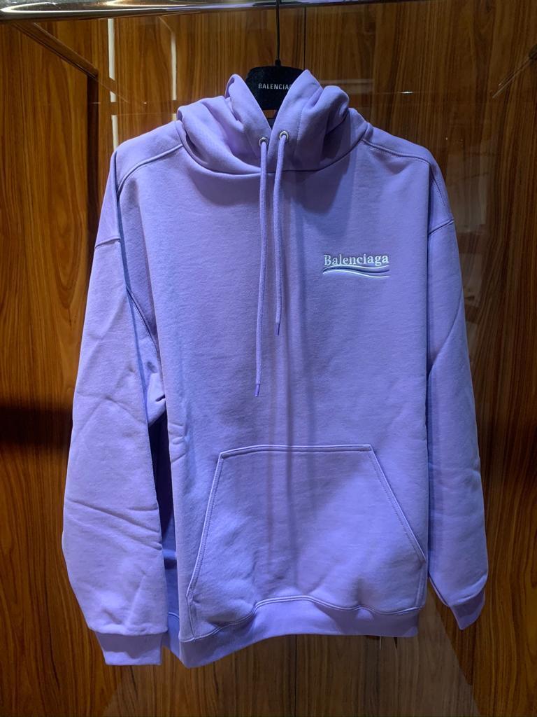 BALENCIAGA  |Men's political campaign medium fit hoodie in purple