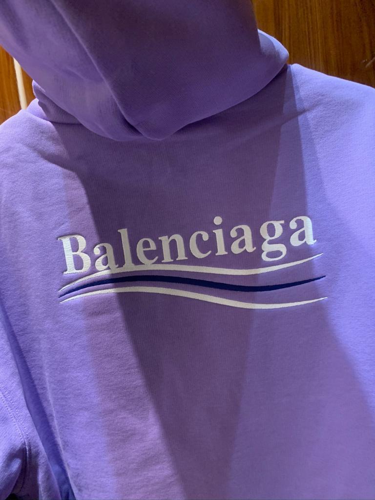 BALENCIAGA  |Men's political campaign medium fit hoodie in purple