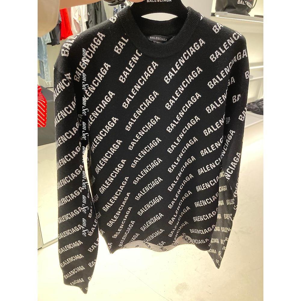 BALENCIAGA  |Women's Mini Allover Logo Sweater in Black