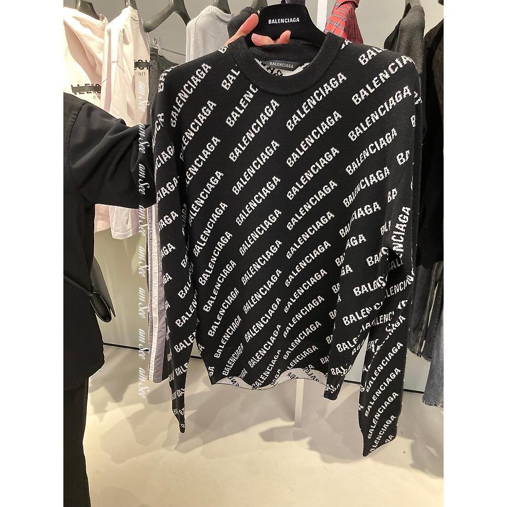 BALENCIAGA  |Women's Mini Allover Logo Sweater in Black