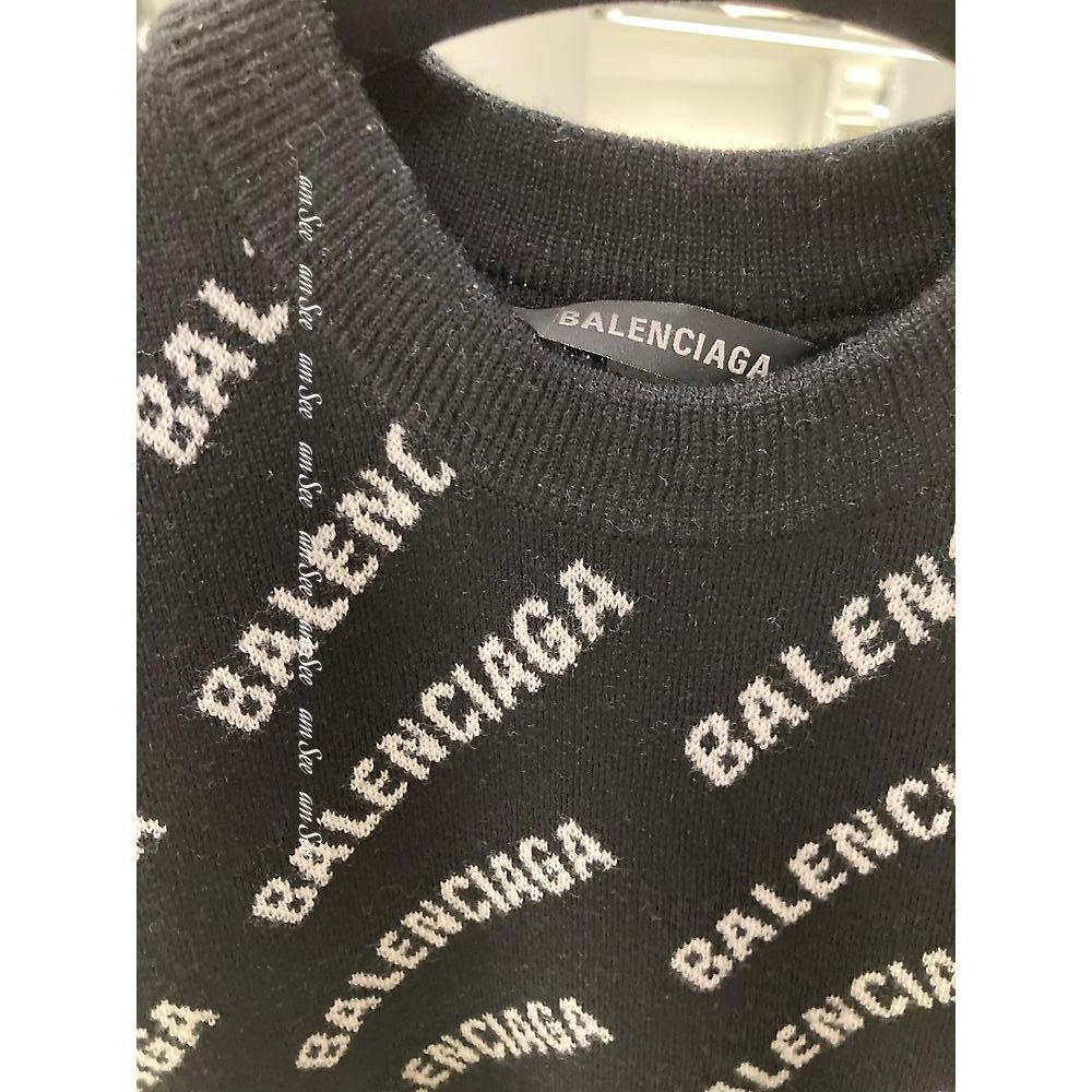 BALENCIAGA  |Women's Mini Allover Logo Sweater in Black