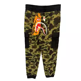 BAPE CAMO SHARK CARGO SWEATPANTS GREEN