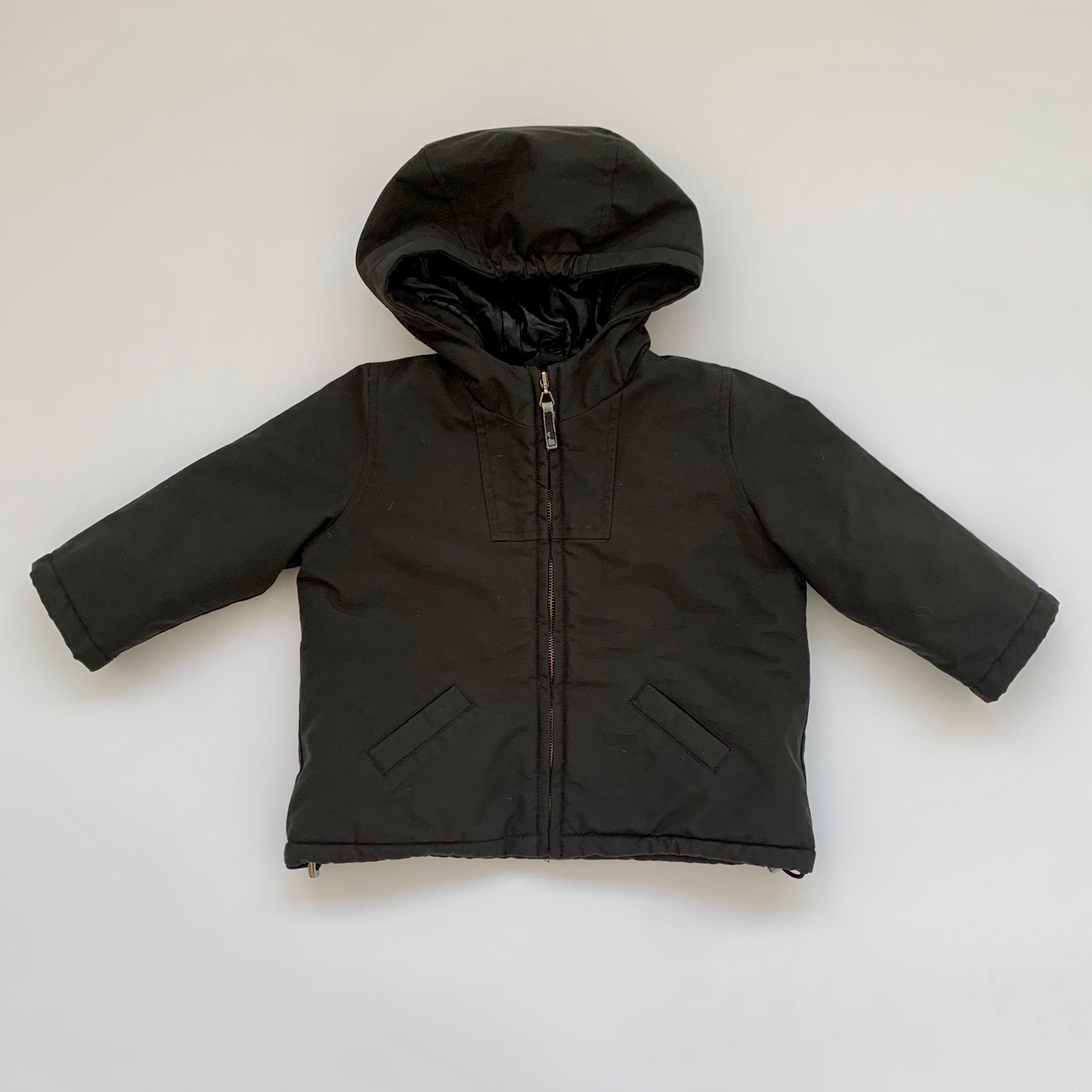 Bonpoint Black Coat With Hood: 2 Years