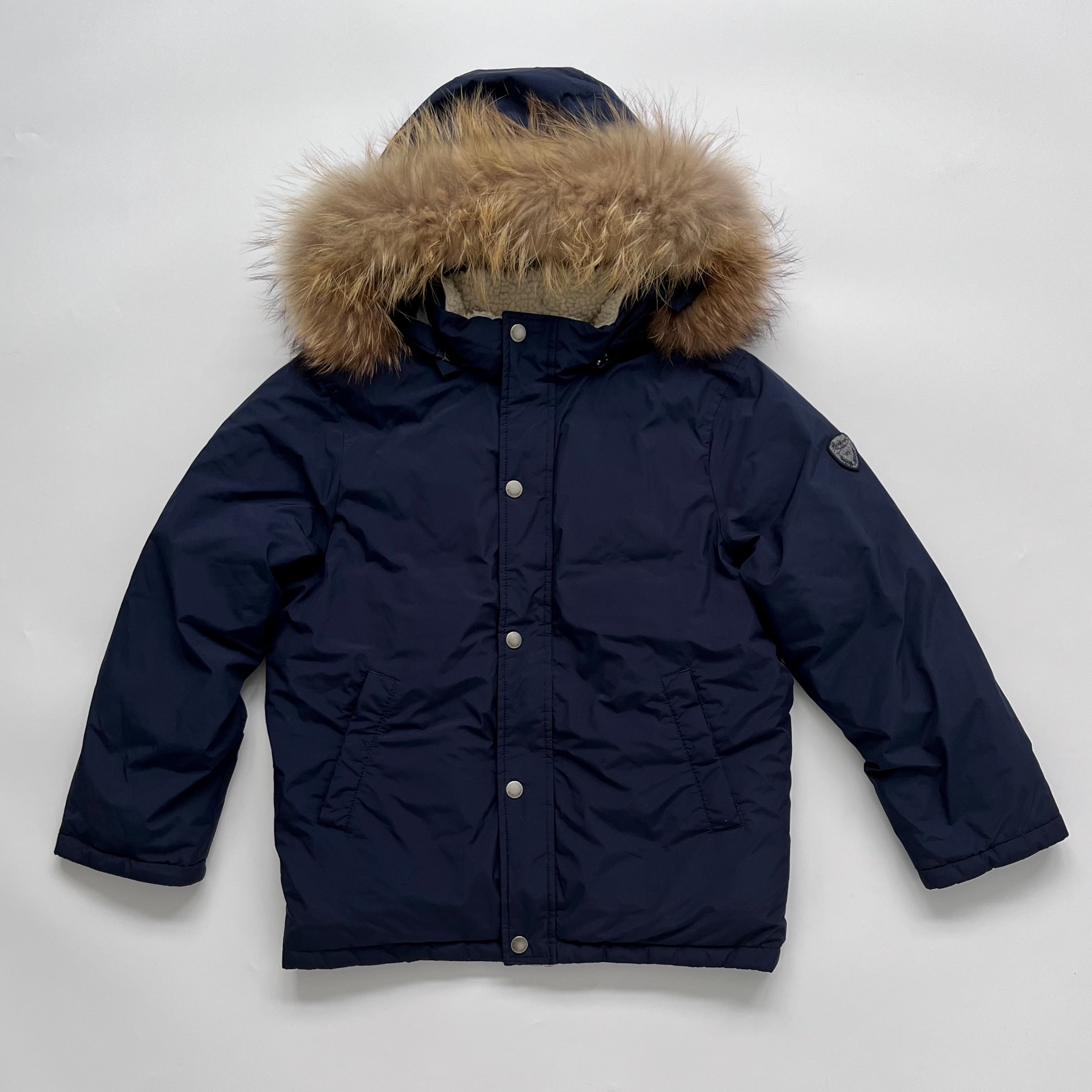 Bonpoint Down Filled Navy Coat With Fur Trim: 10 Years