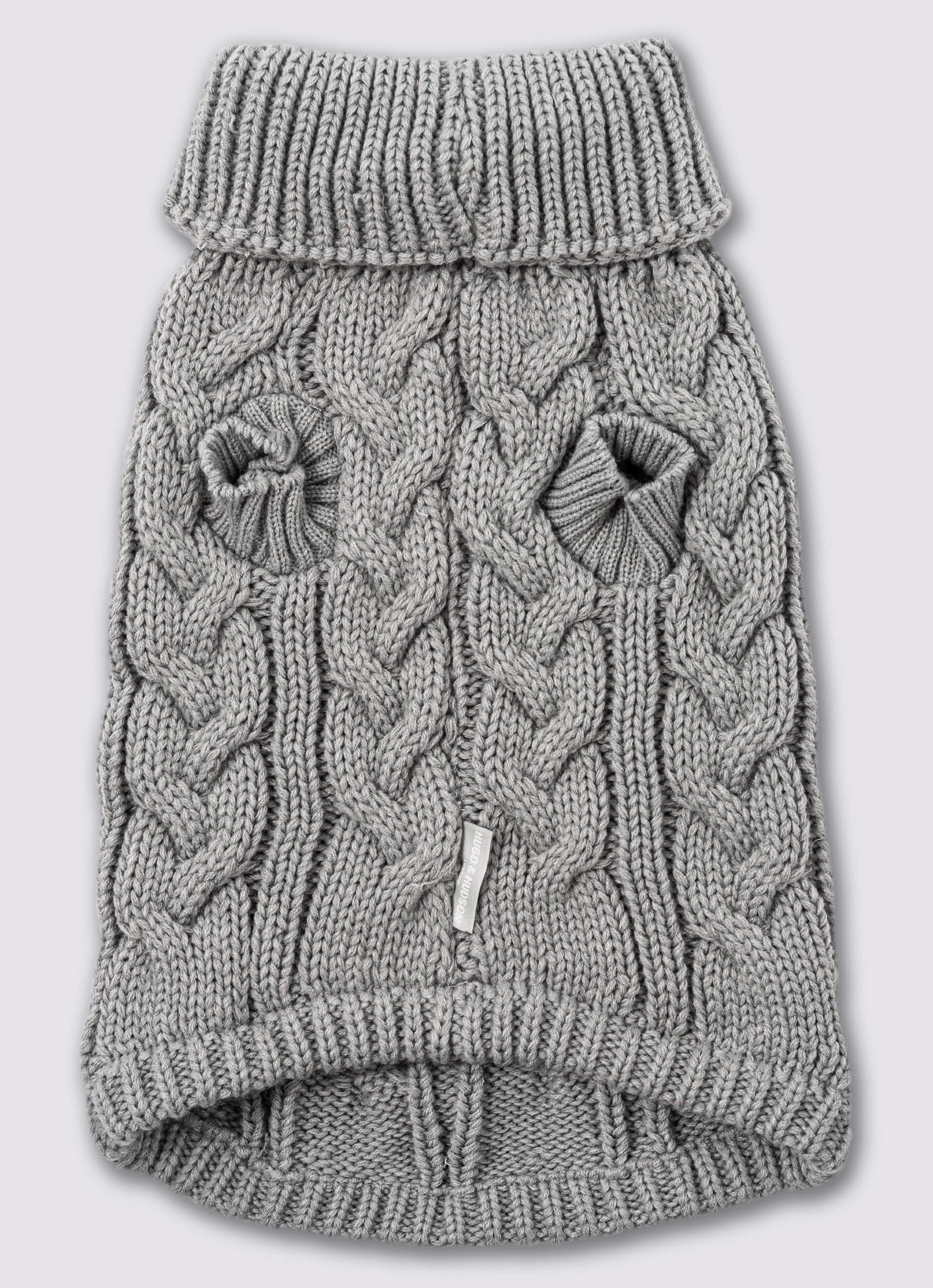 Cable Knit Dog Sweater - Grey