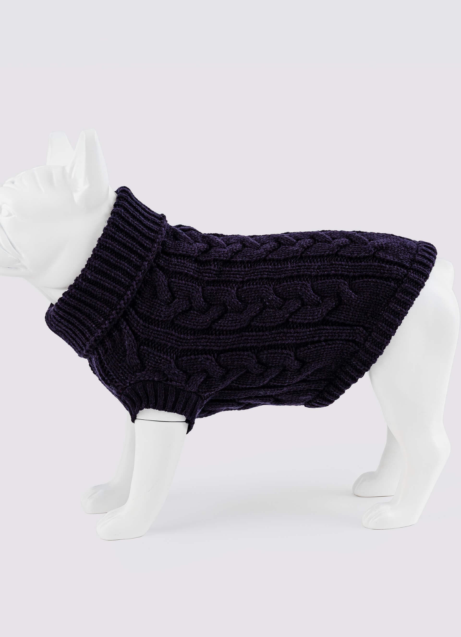 Cable Knit Dog Sweater - Navy