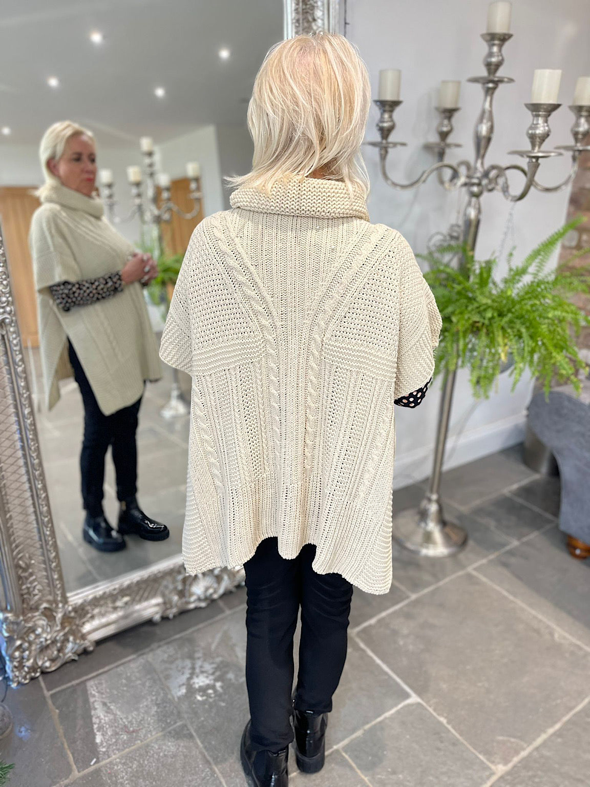 Cable Knit Poncho Jumper Nola