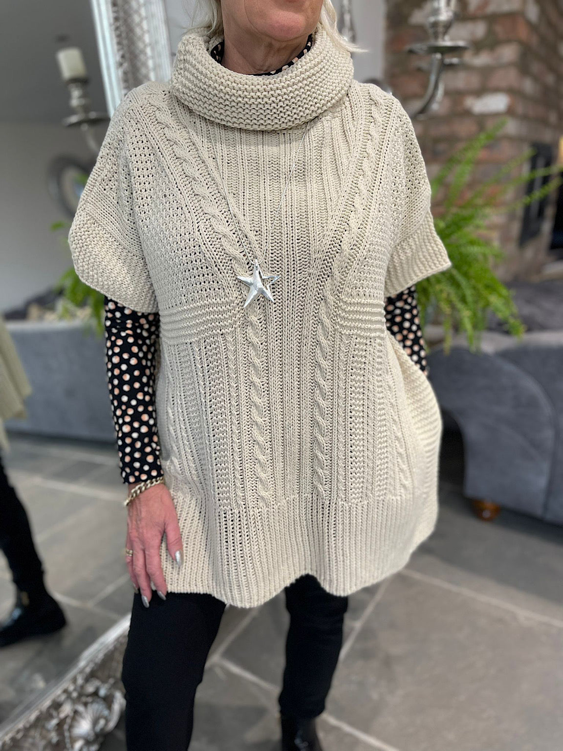 Cable Knit Poncho Jumper Nola