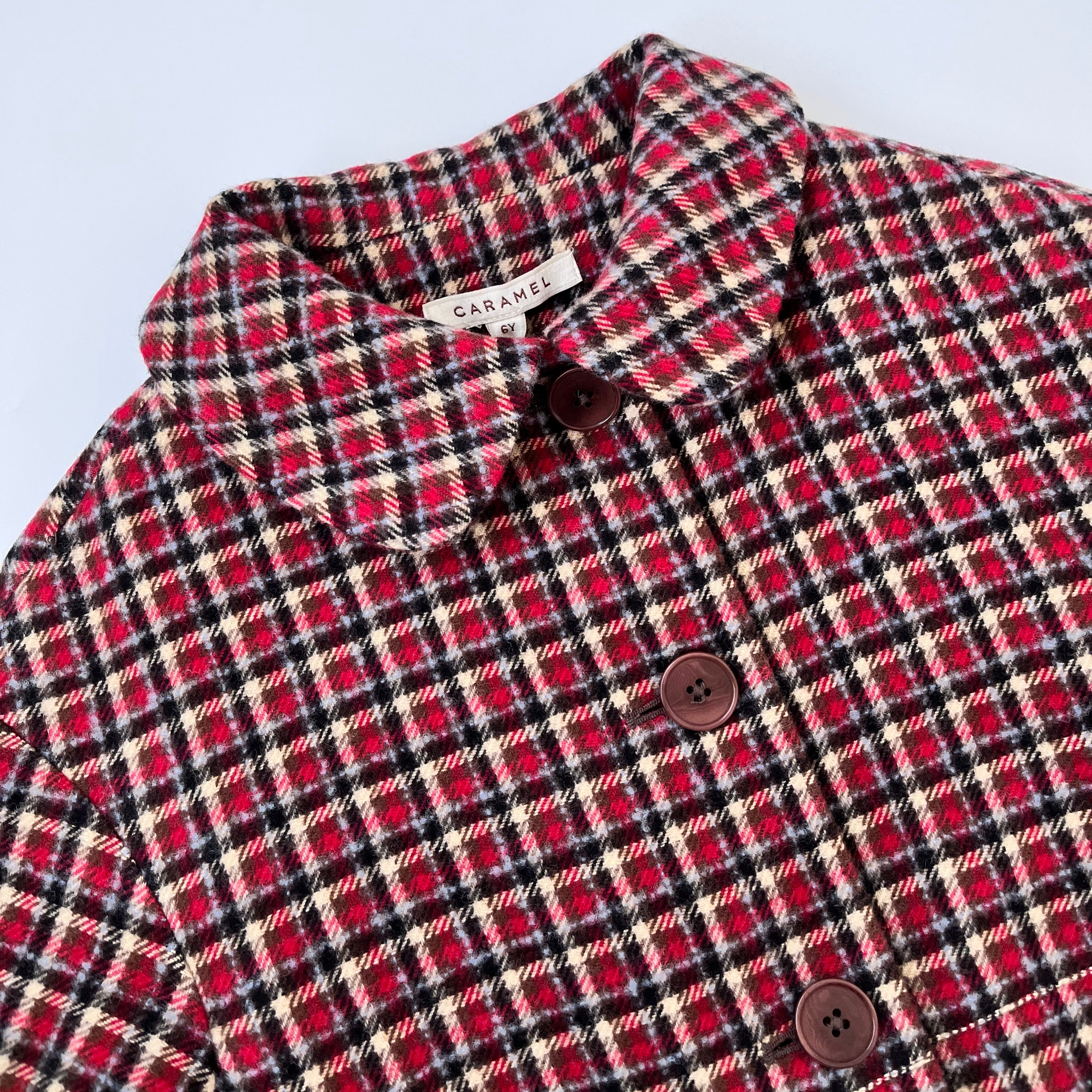 Caramel Red Tartan Wool Coat: 6 Years (Brand New)