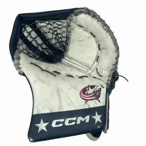 CCM Extreme Flex 6 - Used Pro Stock Goalie Glove (White/Blue) - Columbus Blue Jackets