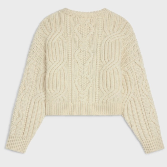 CELINE  |triomphe crew neck sweater in aran wool