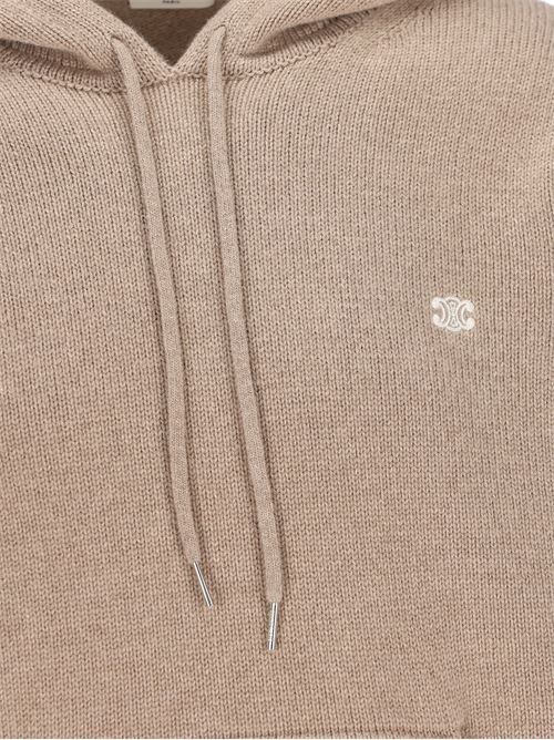 CELINE  |triomphe hooded sweater in wool and cashmere