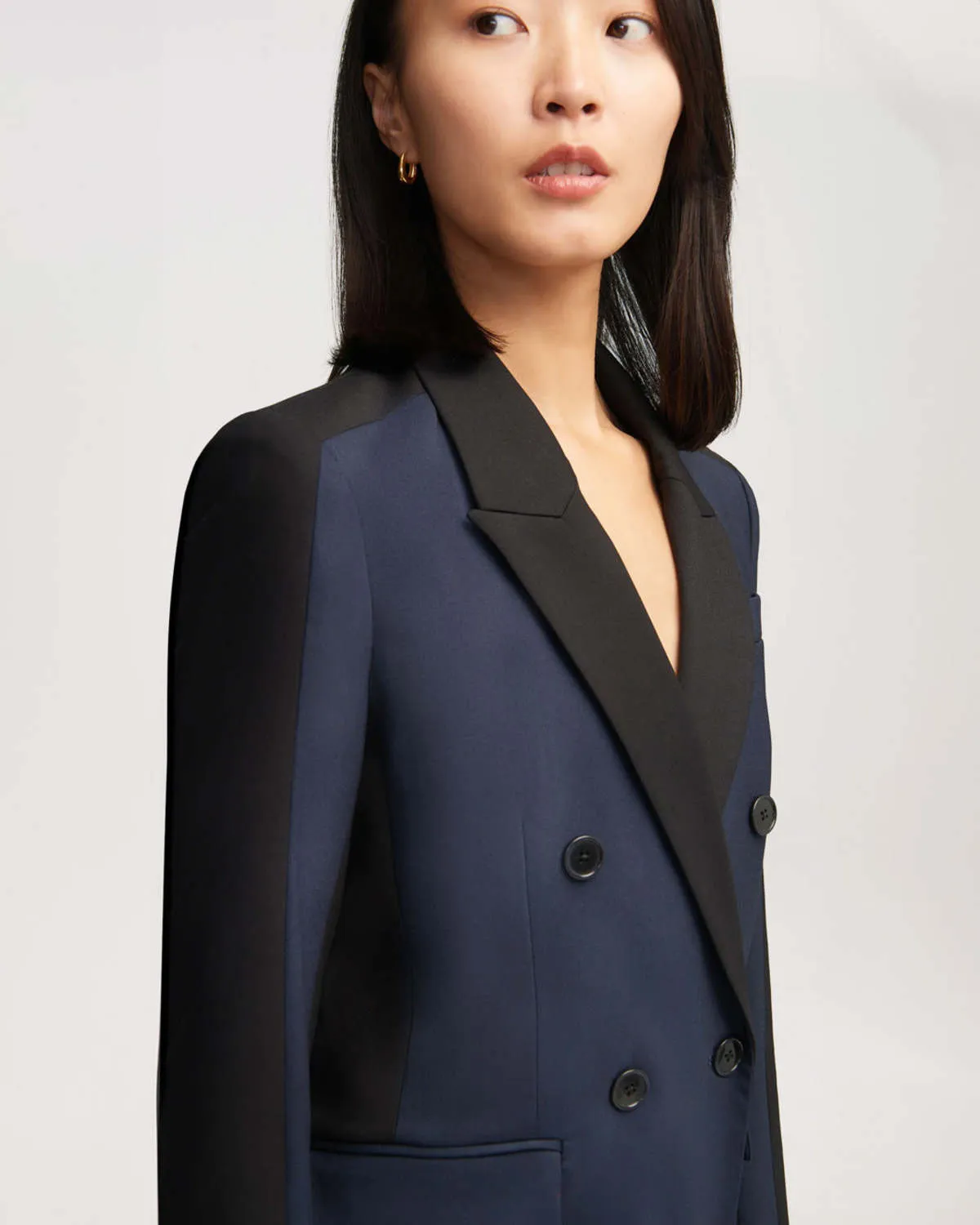 Colorblocked Double Breasted Blazer - Multi