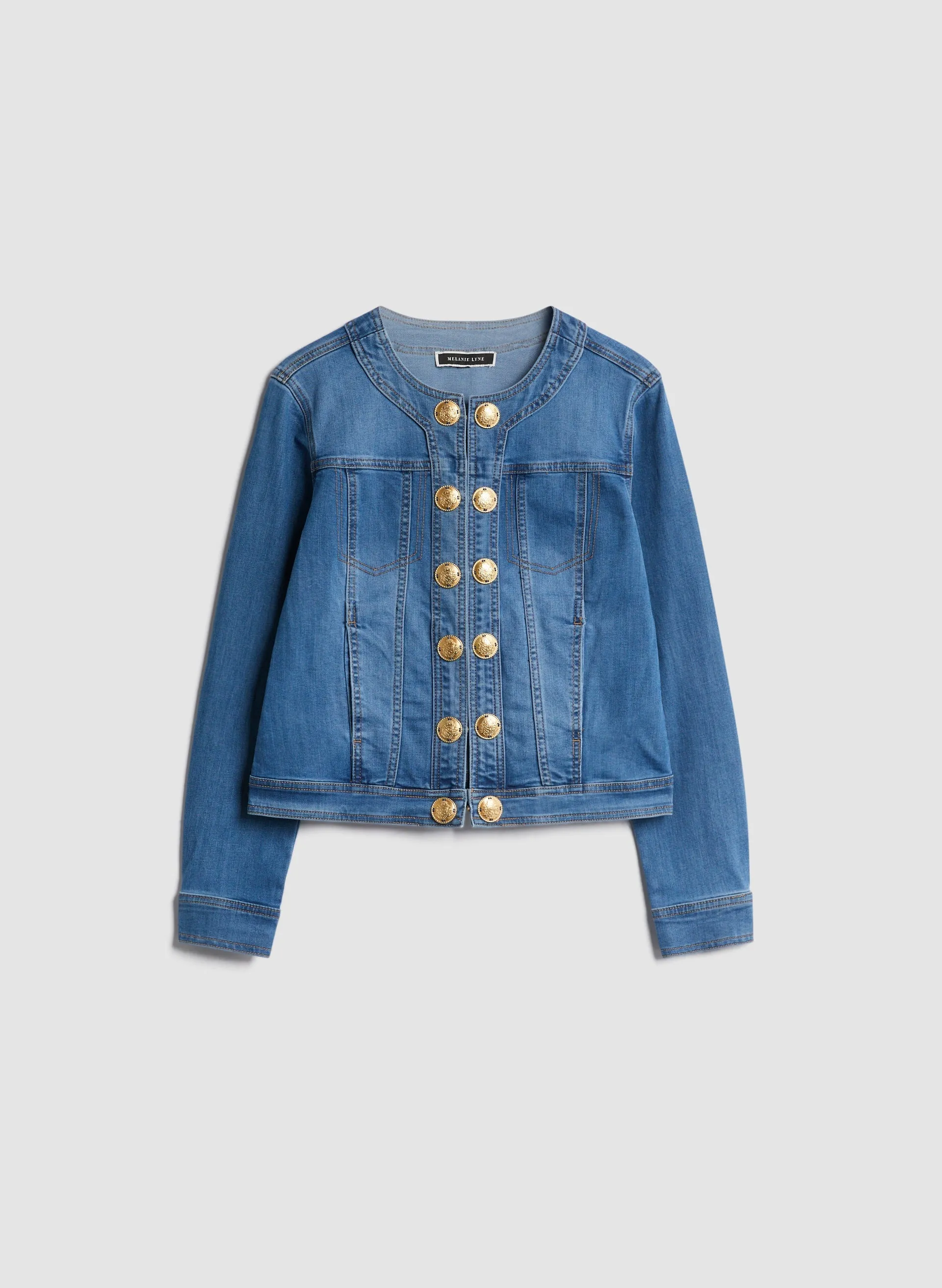 Crested Button Denim Jacket