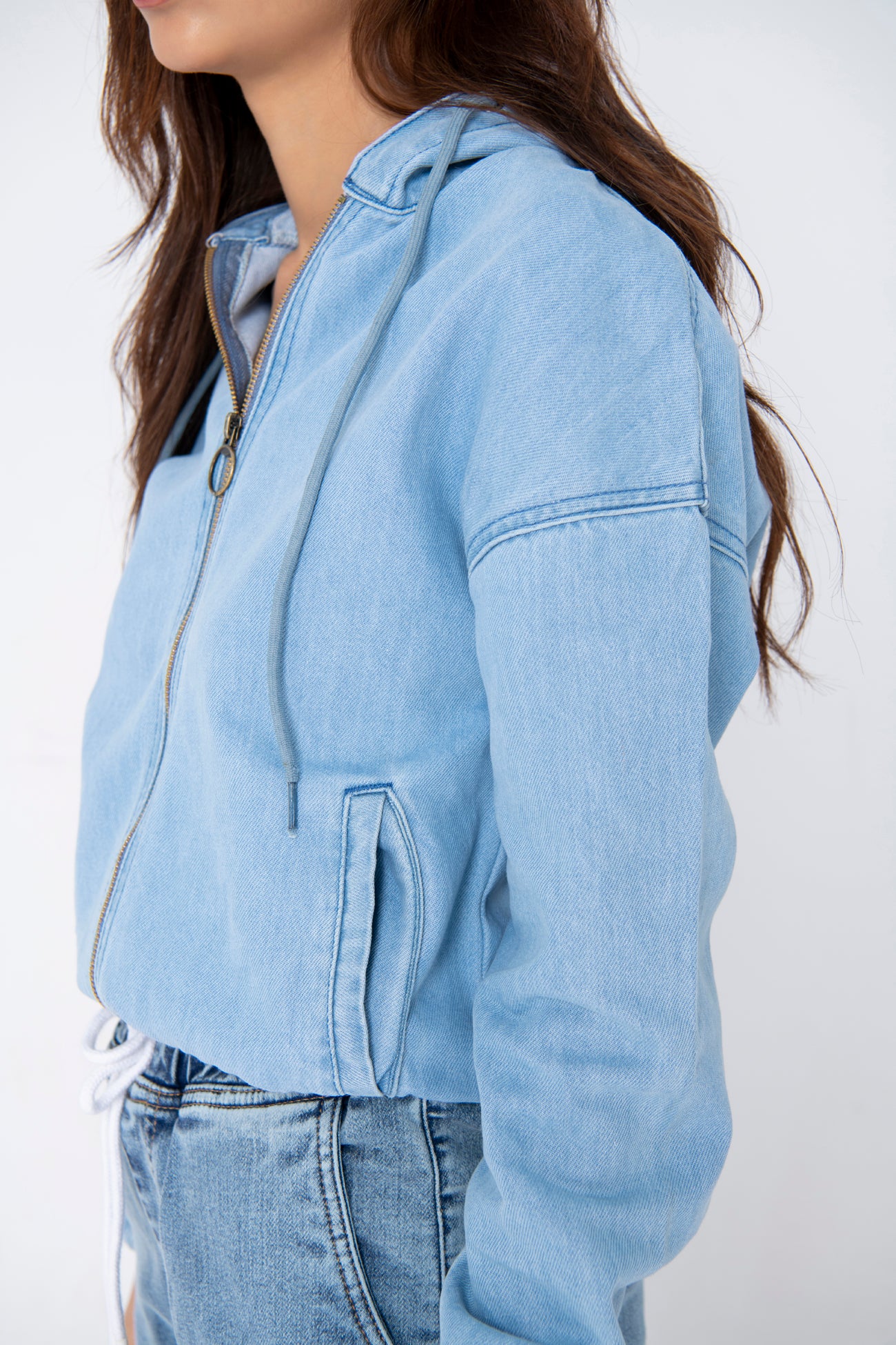 Denim hooded jacket