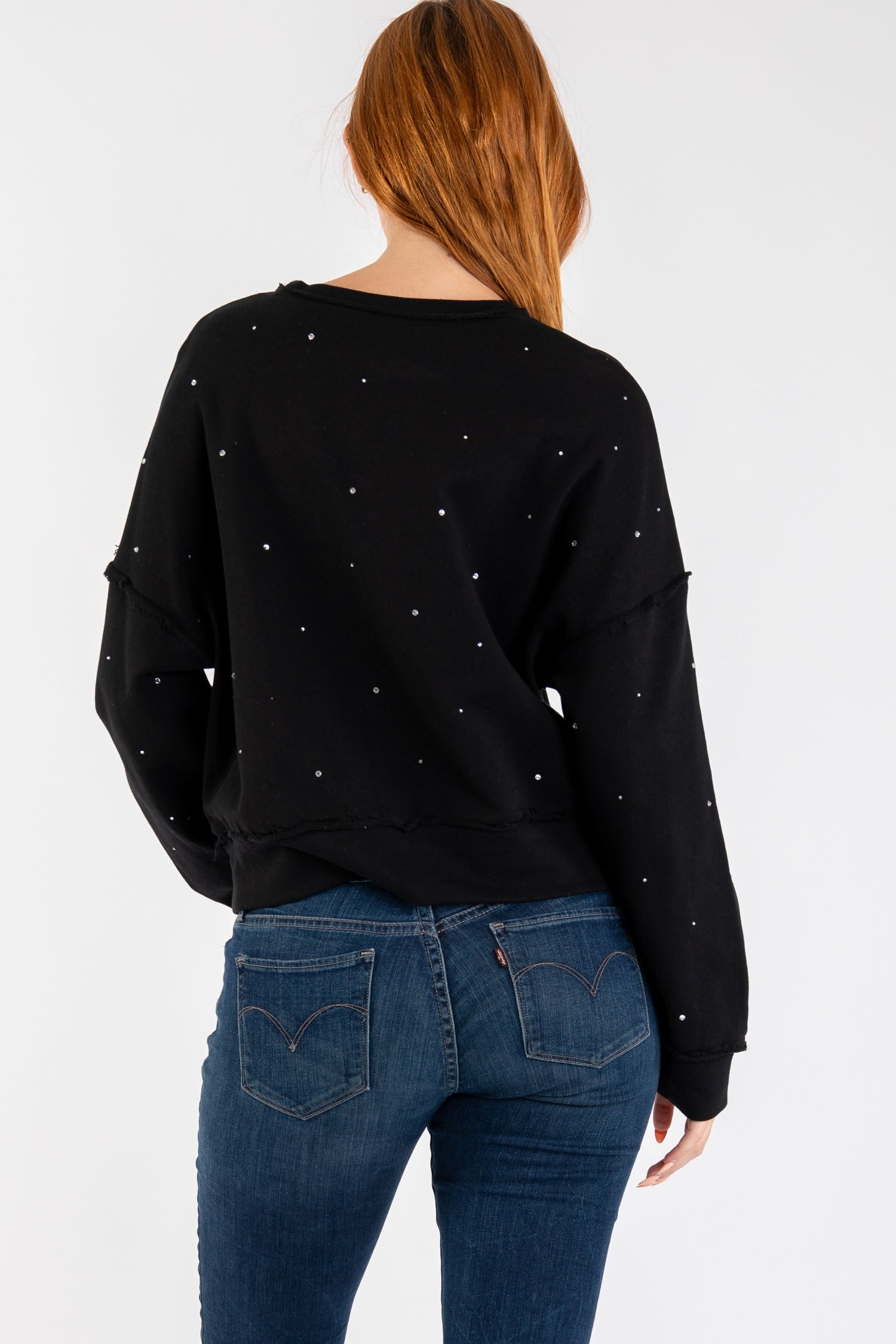 Diamond Studded Sweatshirt - Black