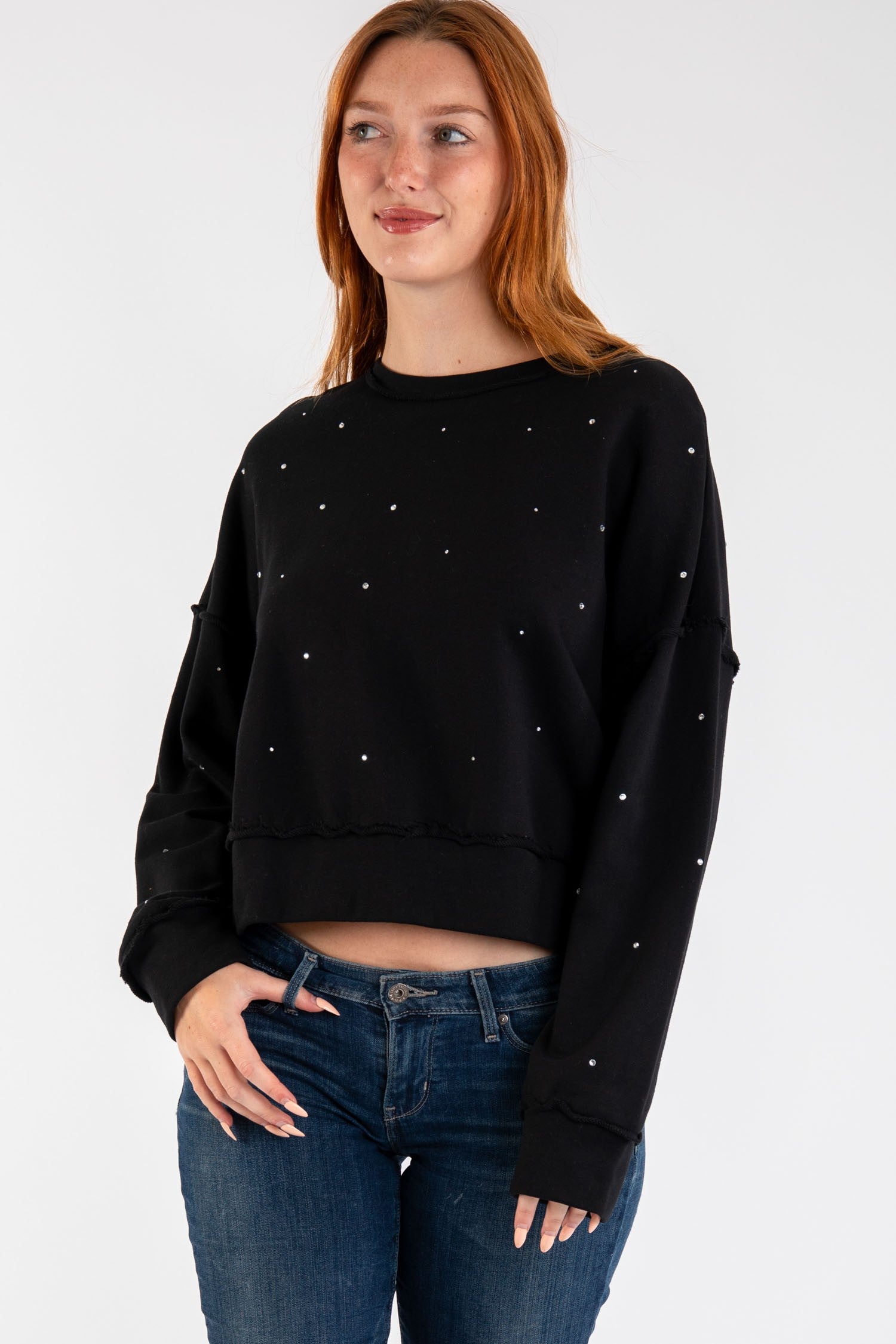 Diamond Studded Sweatshirt - Black