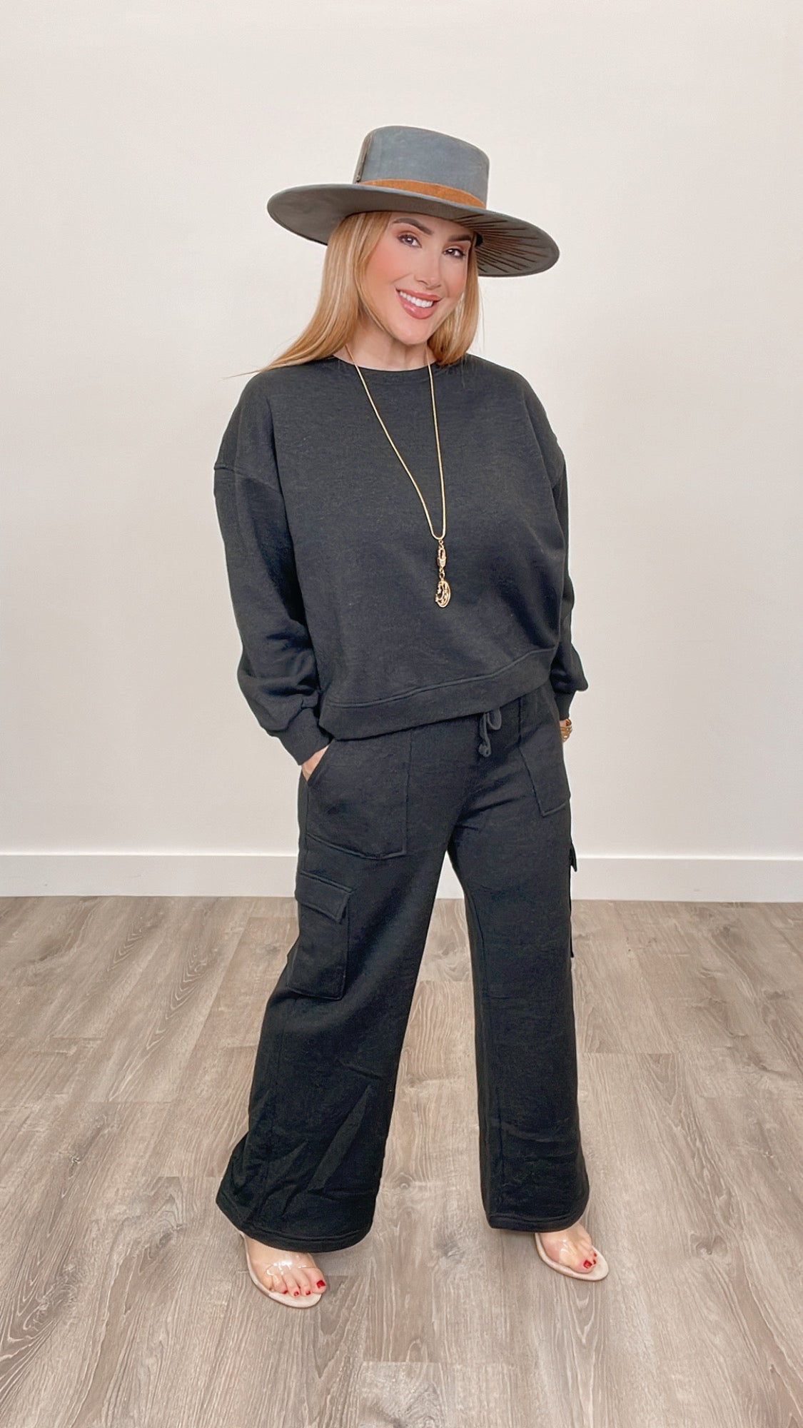 Emma Oversized Step Hem Washed Black Sweater