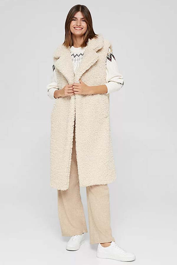 Esprit Faux Shearling Teddy Vest