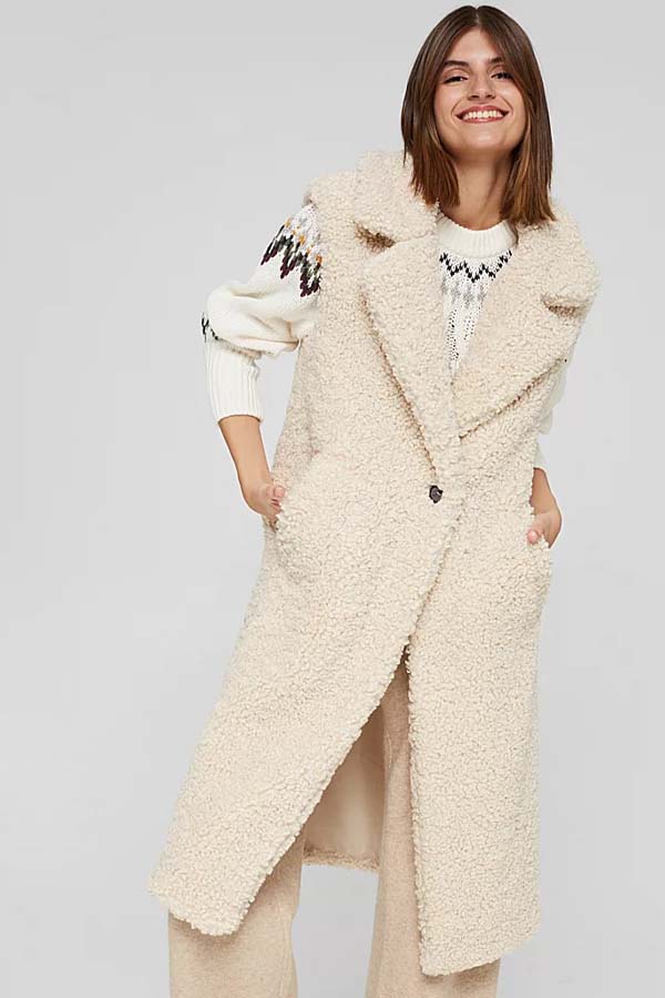 Esprit Faux Shearling Teddy Vest