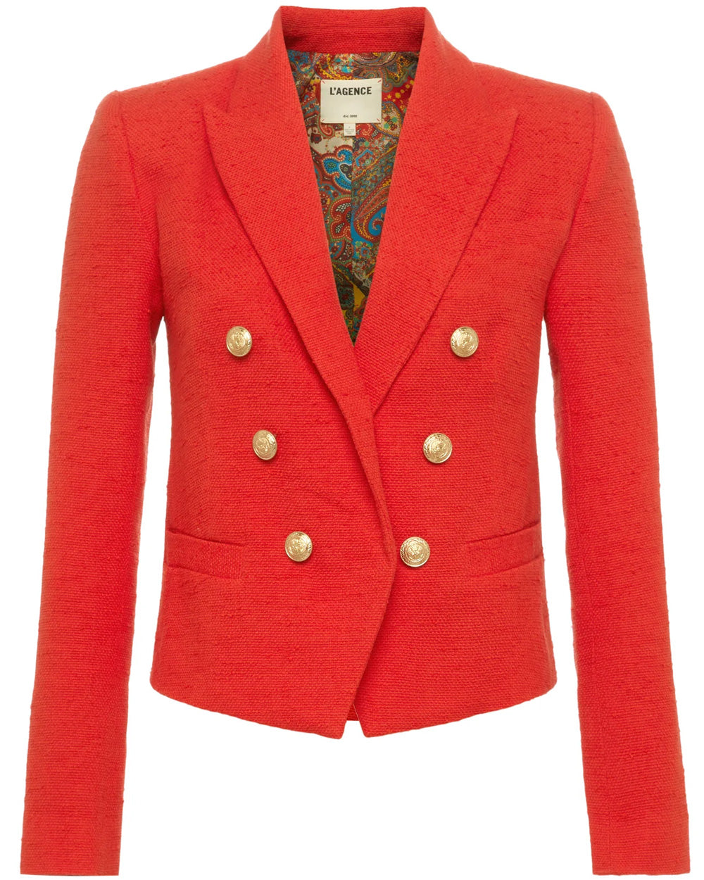 Fire Red Double Breasted Brooke Crop Blazer