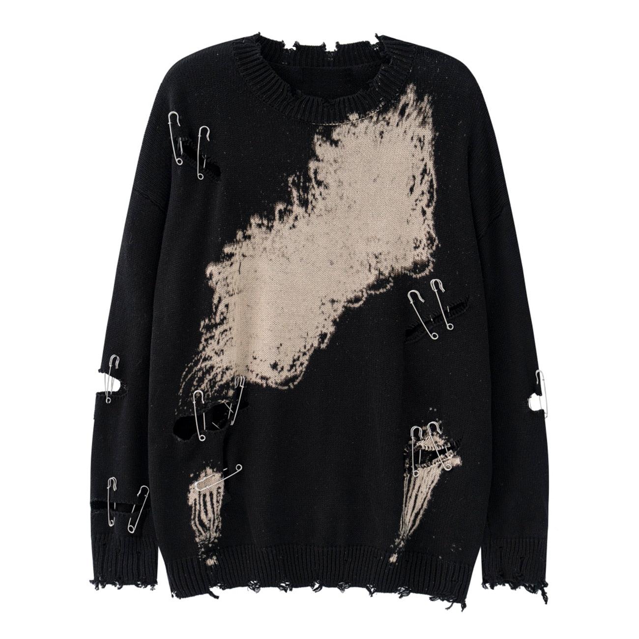 Get Comfy and Stylish with Oversized Gothic Knit Sweater Pullover Tops