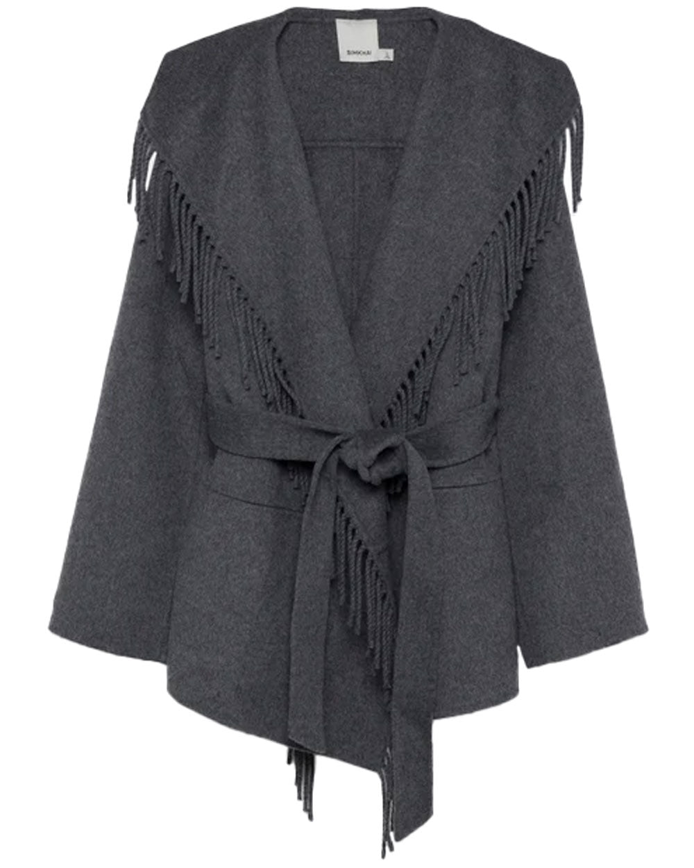 Grey Melange Rowen Fringe Jacket