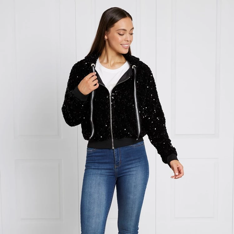 Hoodie Sequin Jacket