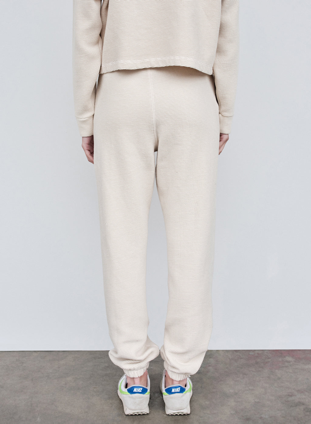 Horizontal Rib Sweatpant in Cream