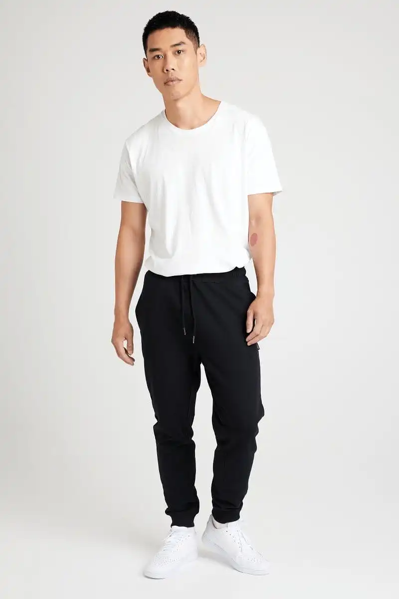 INSPORT MEN'S BOSTON SLIM FIT BLACK TRACKPANTS