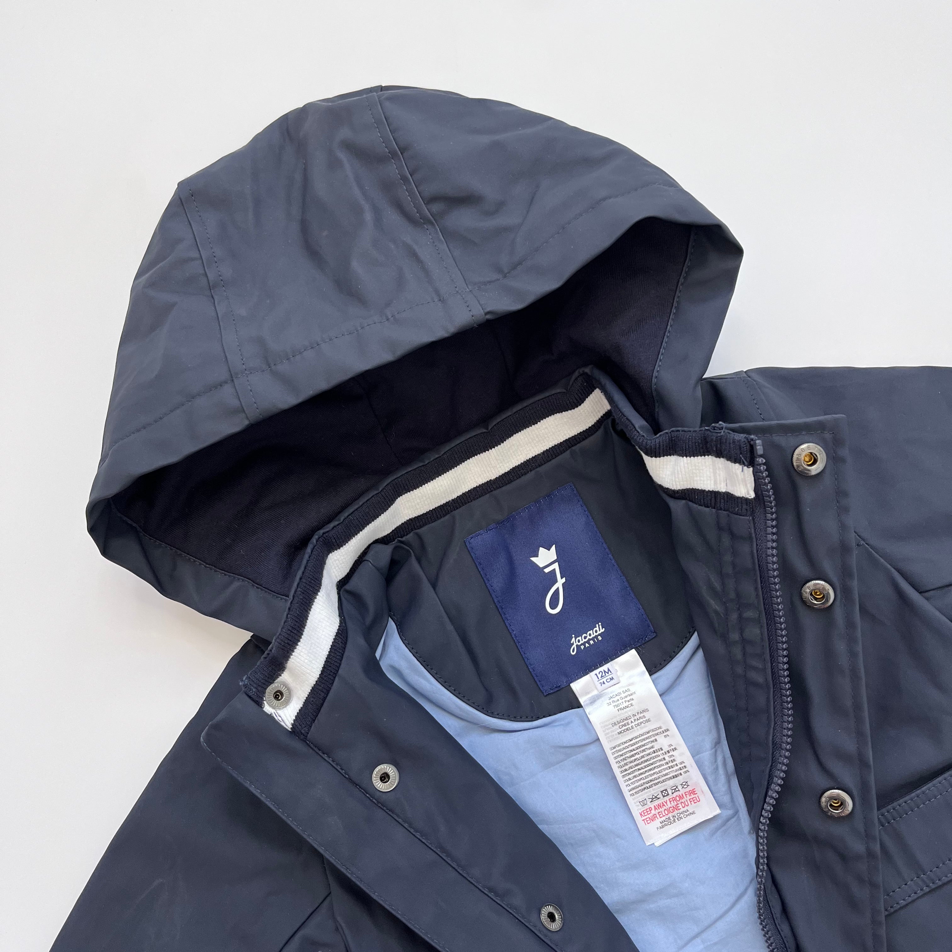 Jacadi Navy Waterproof Coat: 12 Months