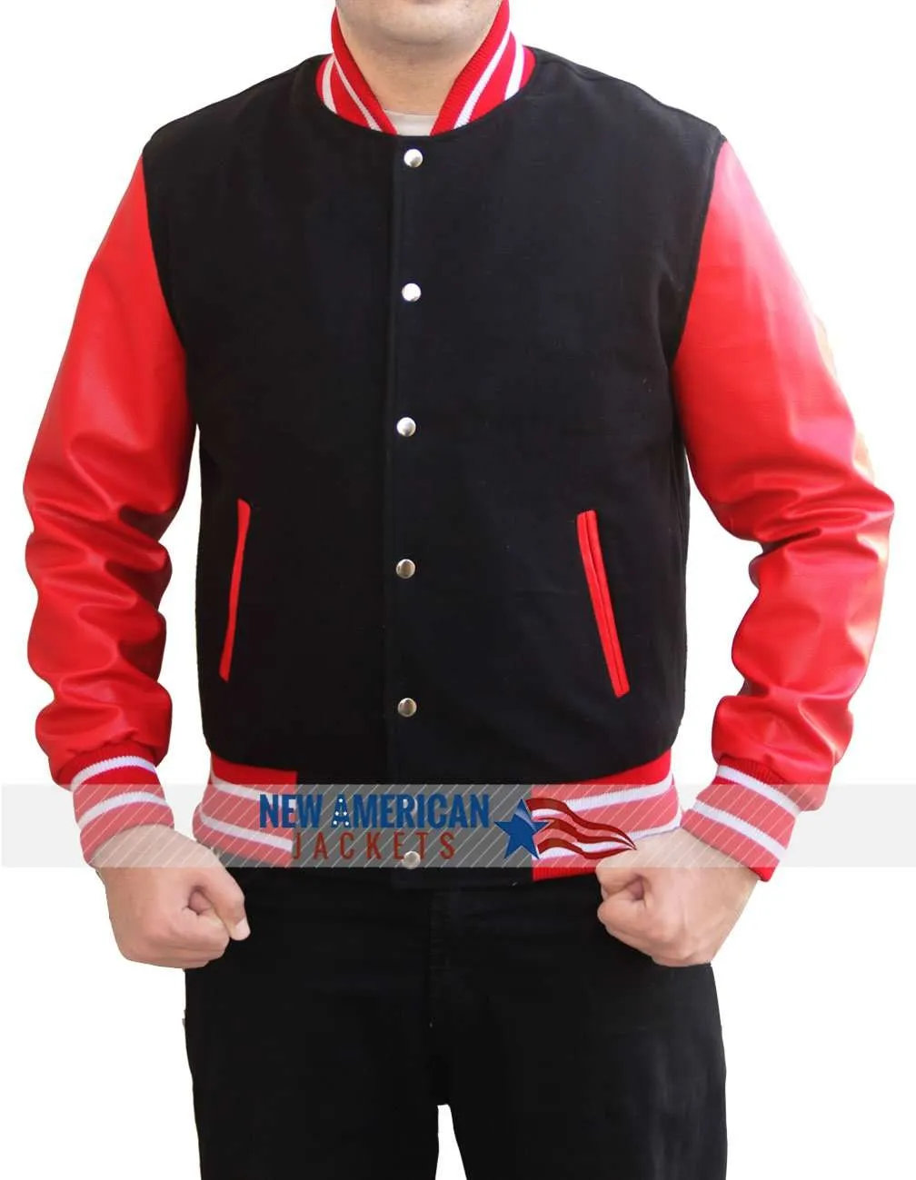 Letterman Red and Black Jacket - New American Jackets