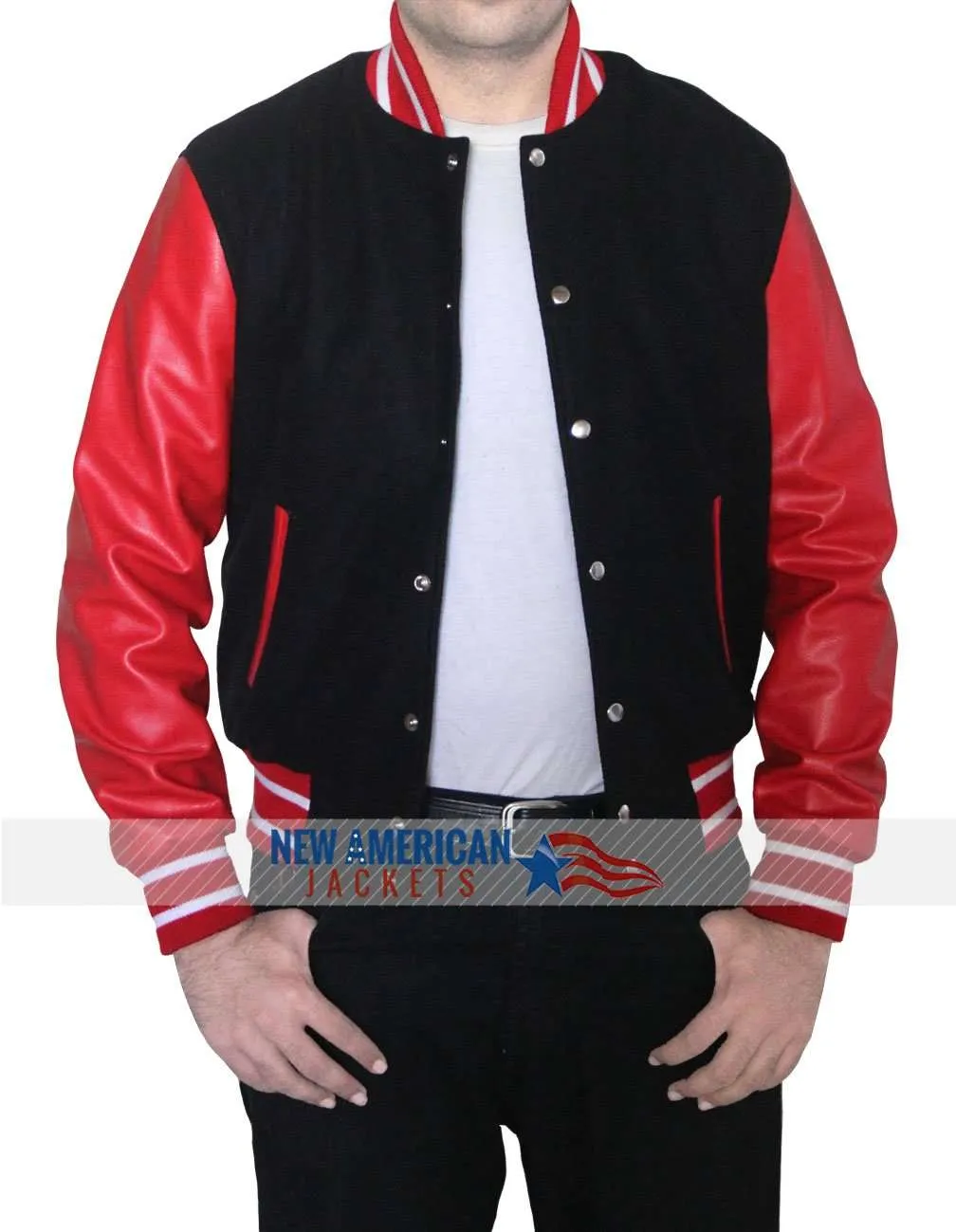 Letterman Red and Black Jacket - New American Jackets