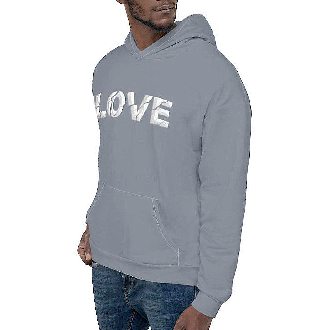 LOVE ERODED 3D PRINT HOODIE - CLOUDY BLUE