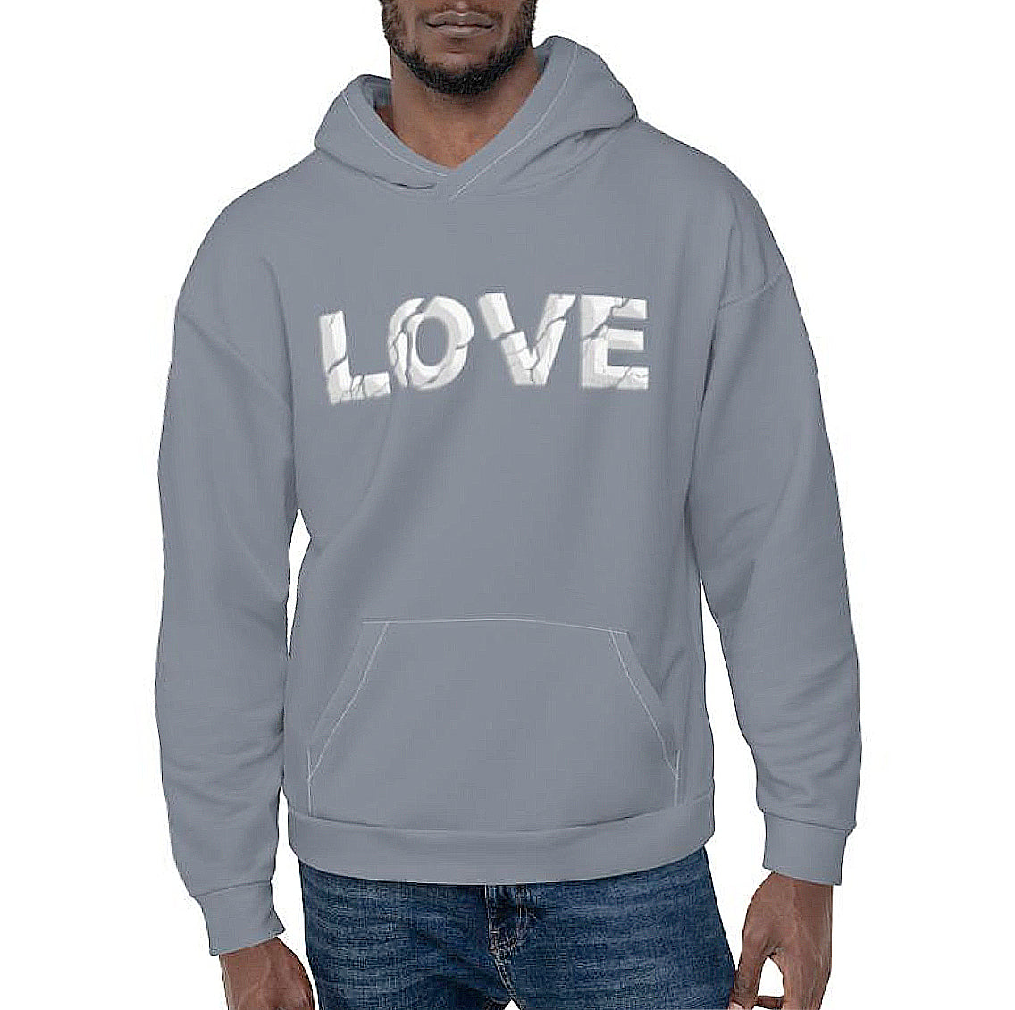 LOVE ERODED 3D PRINT HOODIE - CLOUDY BLUE