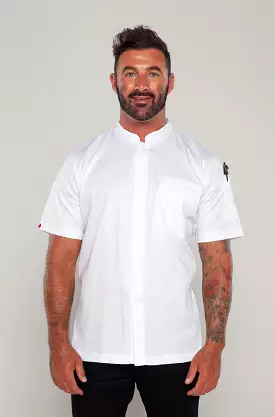 Mandarin White Chef jacket Zip