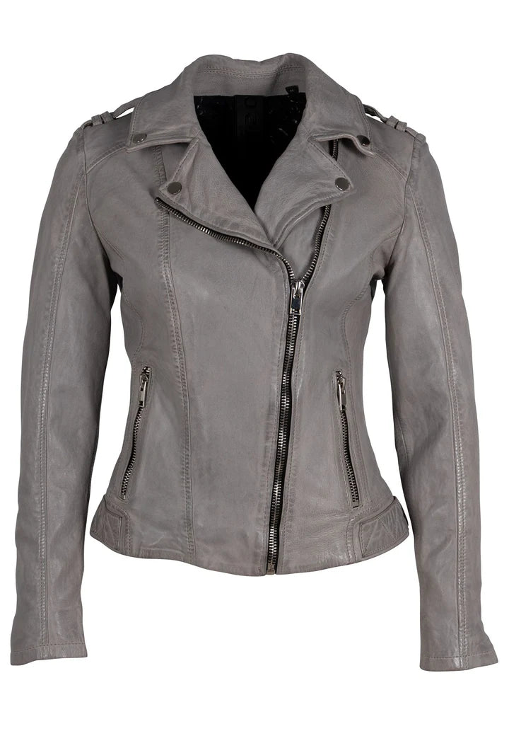 Mauritius Narin RF Leather Jacket, Light Grey