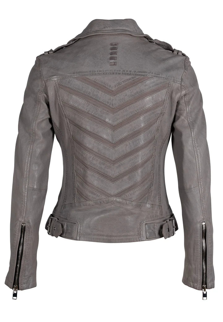 Mauritius Narin RF Leather Jacket, Light Grey