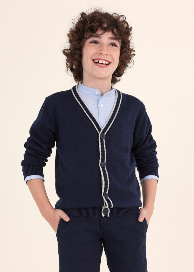 Mayoral Dressy tricot hoodie for teen boy - Navy