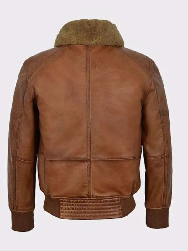 Men Aviator Brown Bomber Jacket - New American Jackets