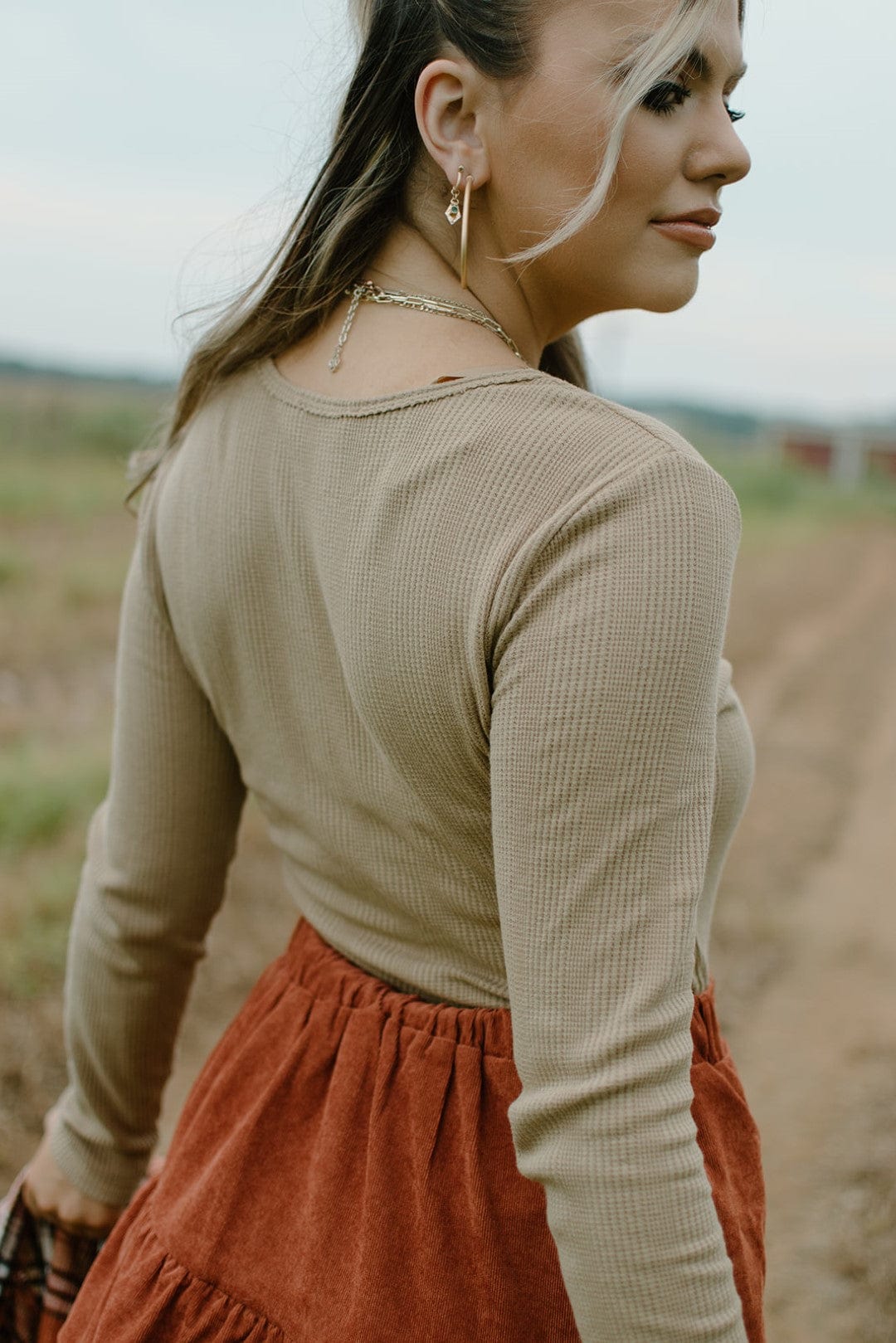 Mocha Scoop Neck Longsleeve Bodysuit